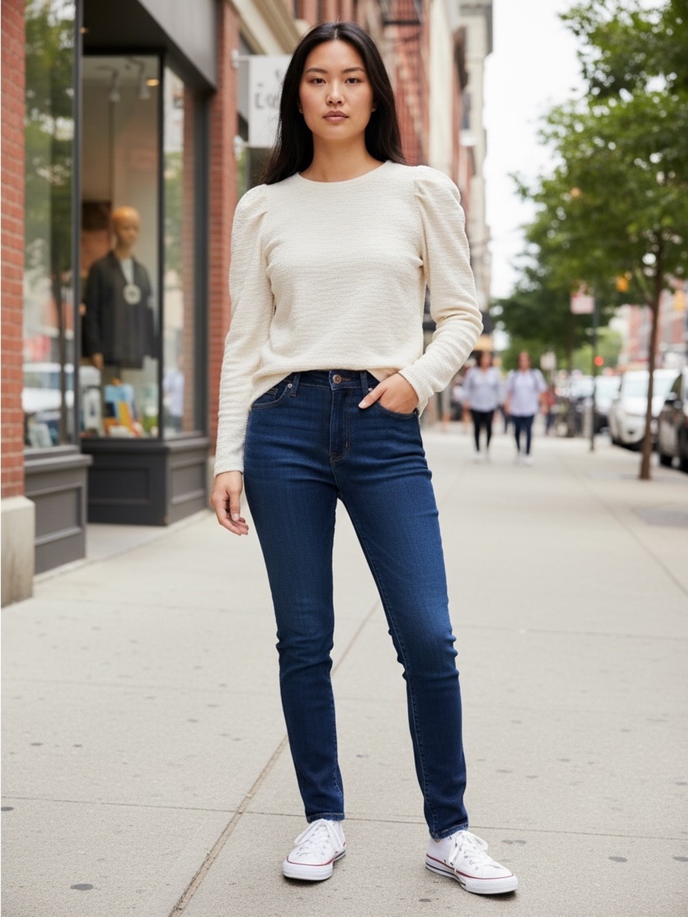 Evereve Women’s Poly Knit Cream Tweed Top Feminine Romantic Minimalist Boho